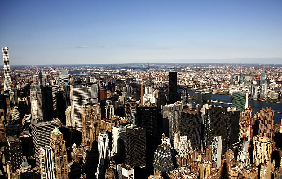 new york, sky, city, urban, manhattan, empire, landmark, building, america, business