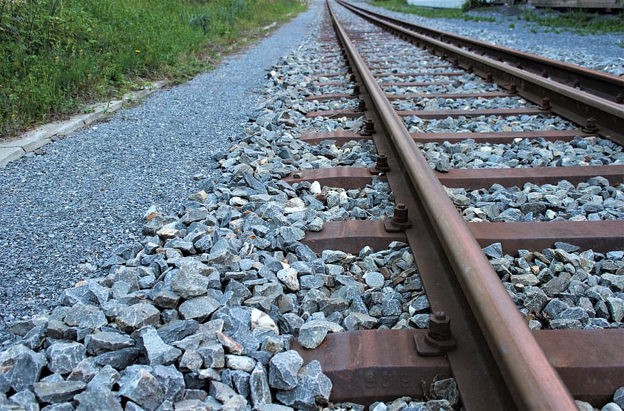 rel, batu, jalur kereta api, Kereta api, melatih, trek balap, ditinggalkan, baja, industri, logam