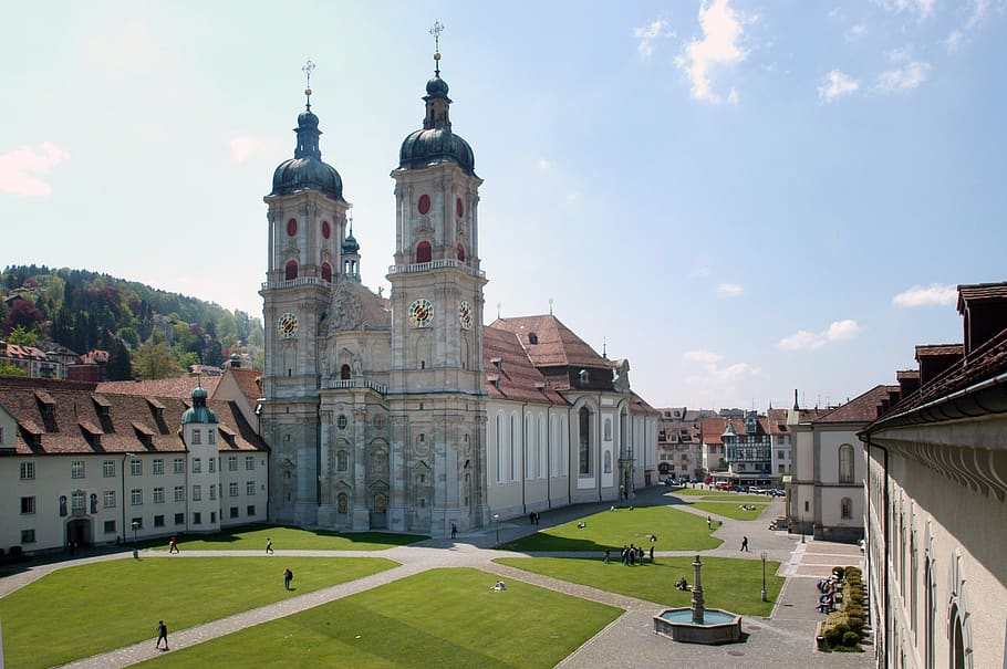 cathedral of st, gallen, unesco world heritage site, collegiate church, the monastery district of st, building exterior, architecture, built structure, sky, building