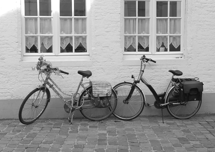 bicycles, bruges, facade, walk, corner, solo, take it easy, public, bike, transport