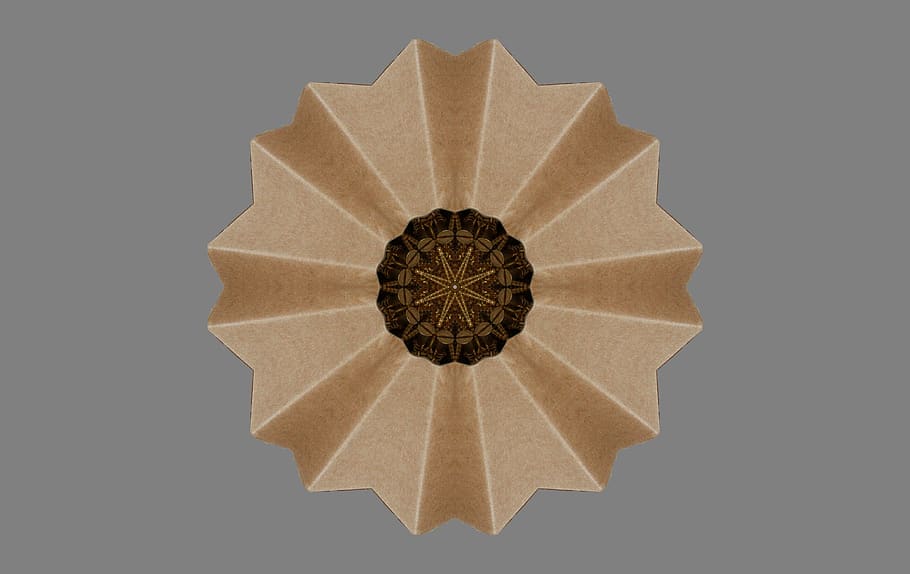 design, round, shape, circle, ribbed, brown, fold, mandala, pattern, studio shot