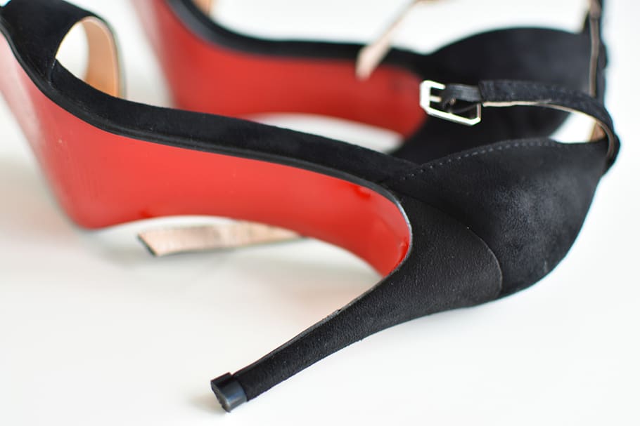 women's shoes, high heels, accessories, red, black, work tool, black color, close-up, tool, indoors