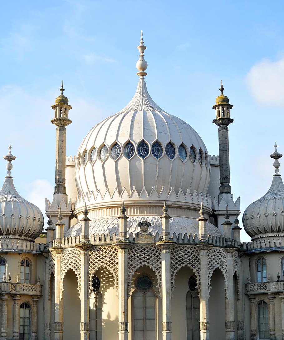 Brighton, pabellón, palacio, real, Inglaterra, arquitectura, exterior del edificio, estructura construida, cúpula, cielo