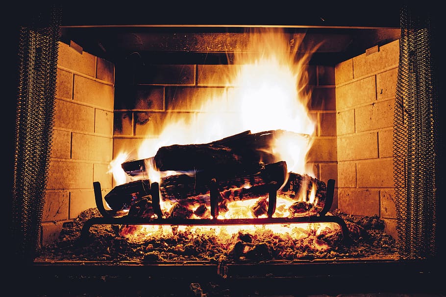 closeup, lit, fireplace, fire, woods, spark, heat, chimney, fire - Natural Phenomenon, heat - Temperature