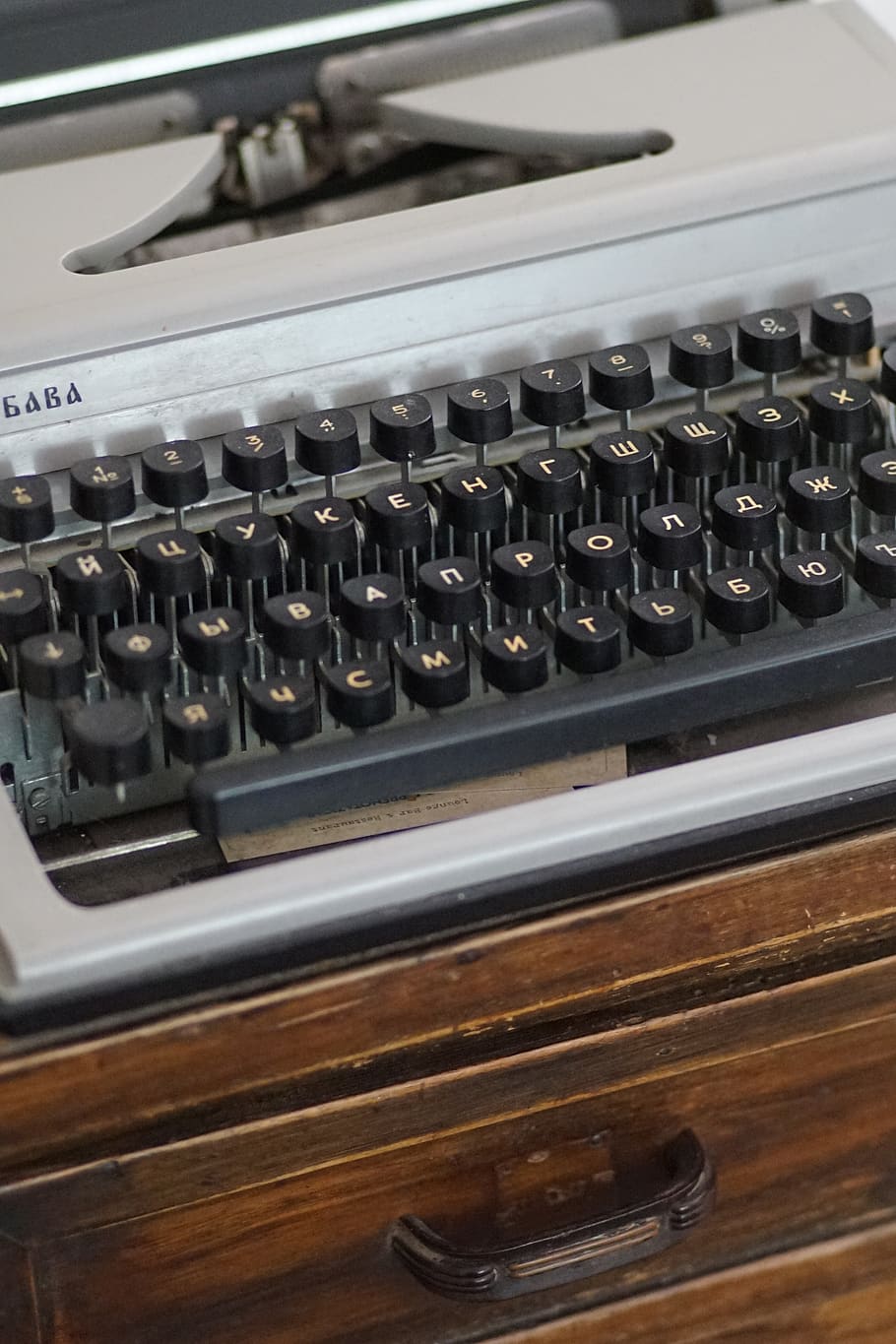 vintage, typewriter, journalist, keys, letters, machine, to write, desk, ink, russian