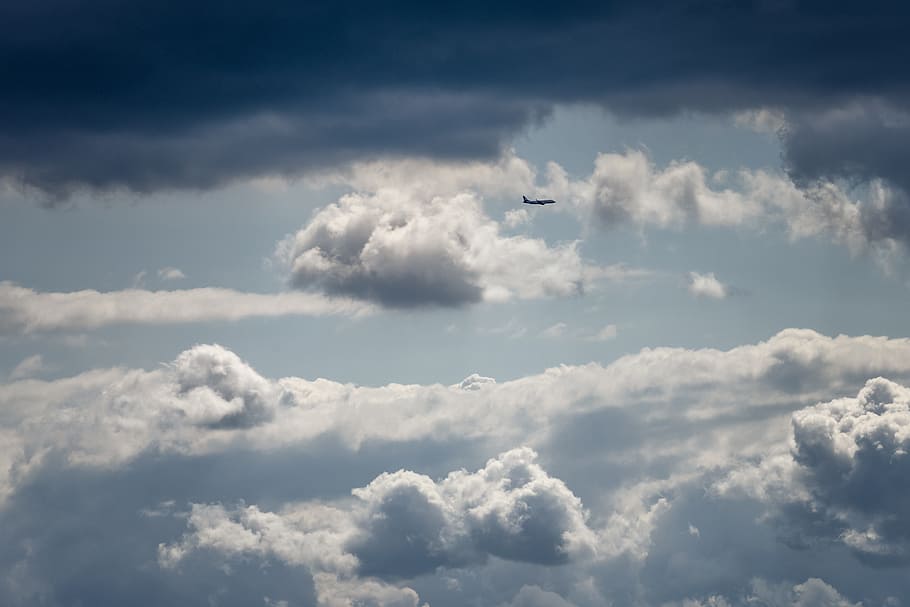 구름, 하늘, 항공기, 자연, 분위기, 먼, 방황, 구름-하늘, 나는, 비행기