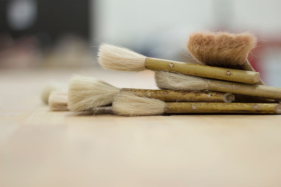 artist paint brushes, Artist, Paint Brushes, brushes, paint, art and Design, wood - Material, close-up, indoors, stack