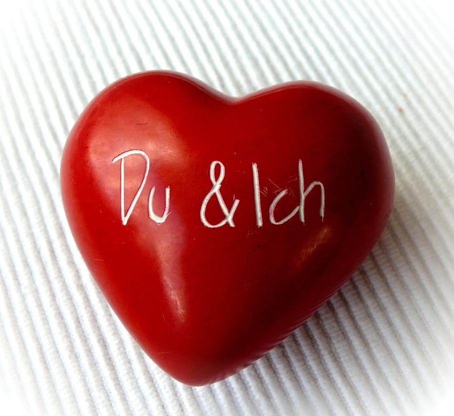 red, heart figurine, white, surface, heart, love, togetherness, symbol, luck, wedding