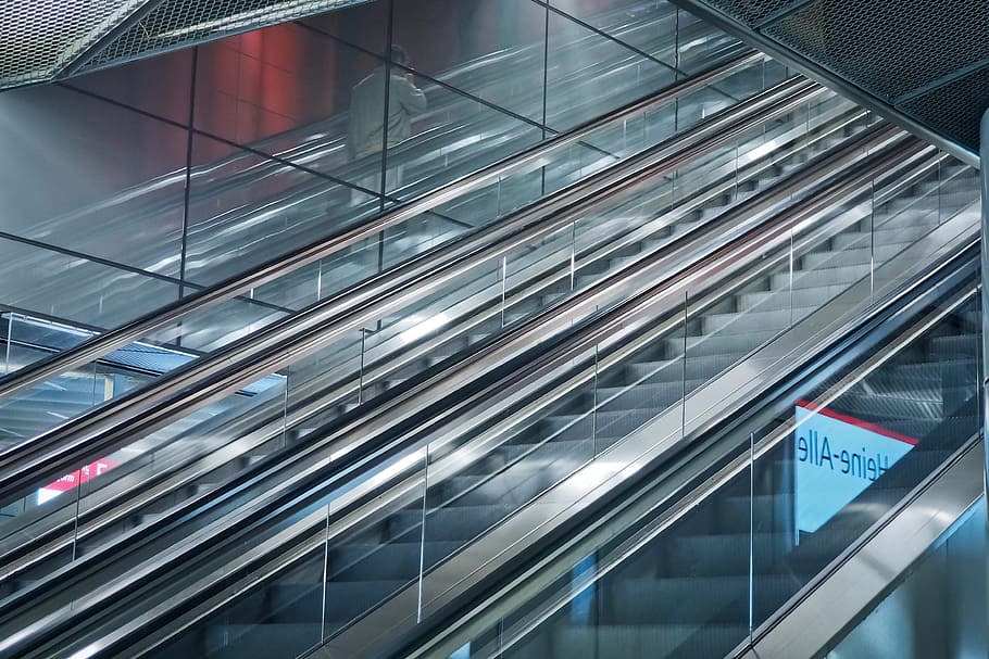 escalator, underground, handrails, metro, movement, roller platform, stairs, urban, gradually, architecture