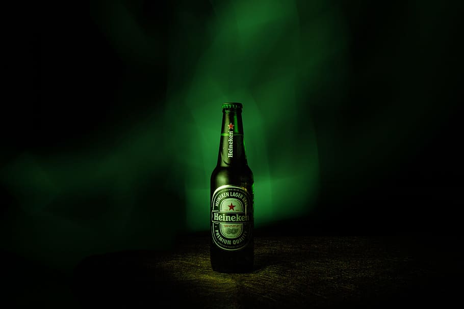 heineken beer bottle, advertising photography, heineken, beer, alcohol, drink, bottle, beer - Alcohol, lager, dark