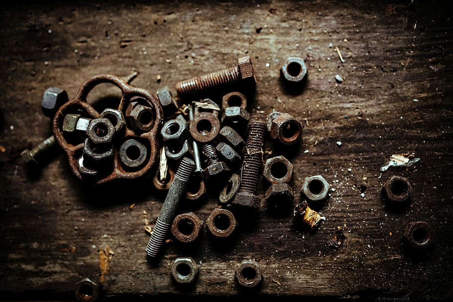 釘, ボルト, ワークショップ, ツール, 木製, 金属, ナット, diy, ガレージ, 小屋