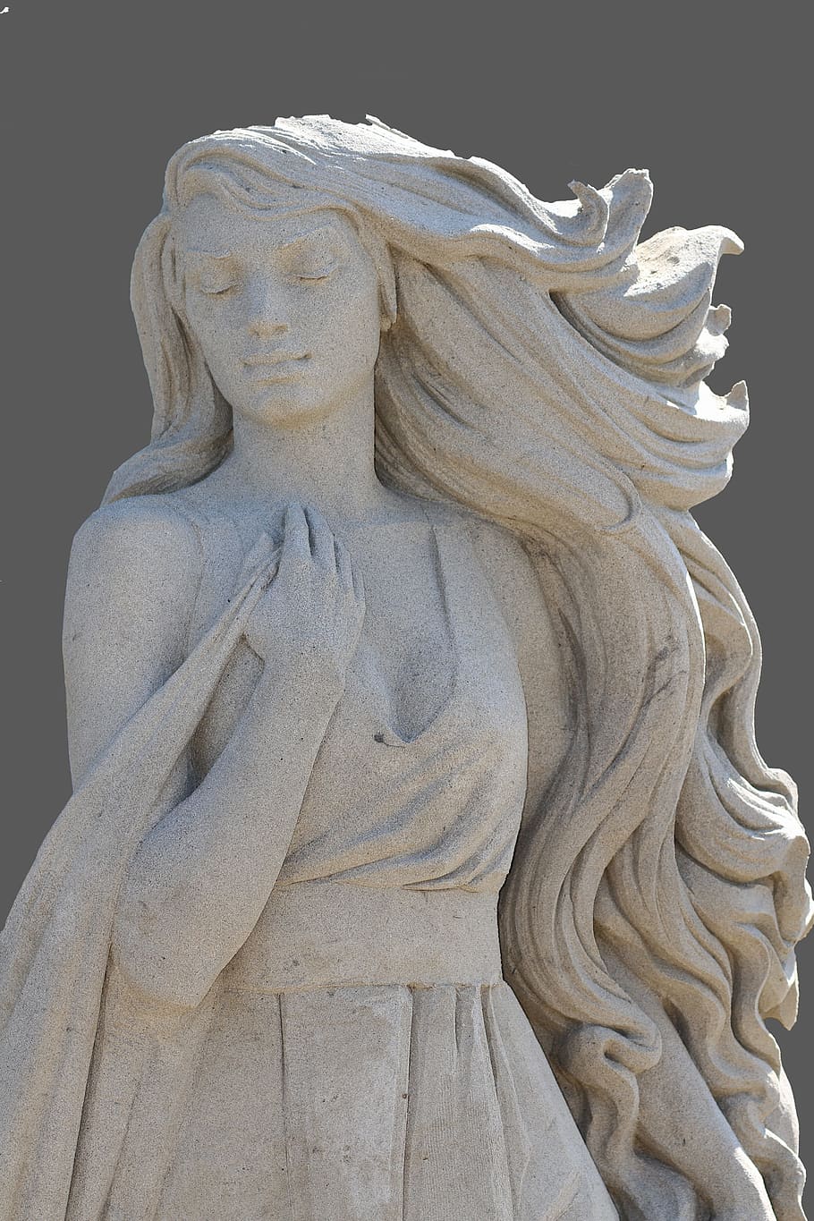 sand sculptures, female, woman, beautiful, face, hair, dress, sculpture, art and craft, statue