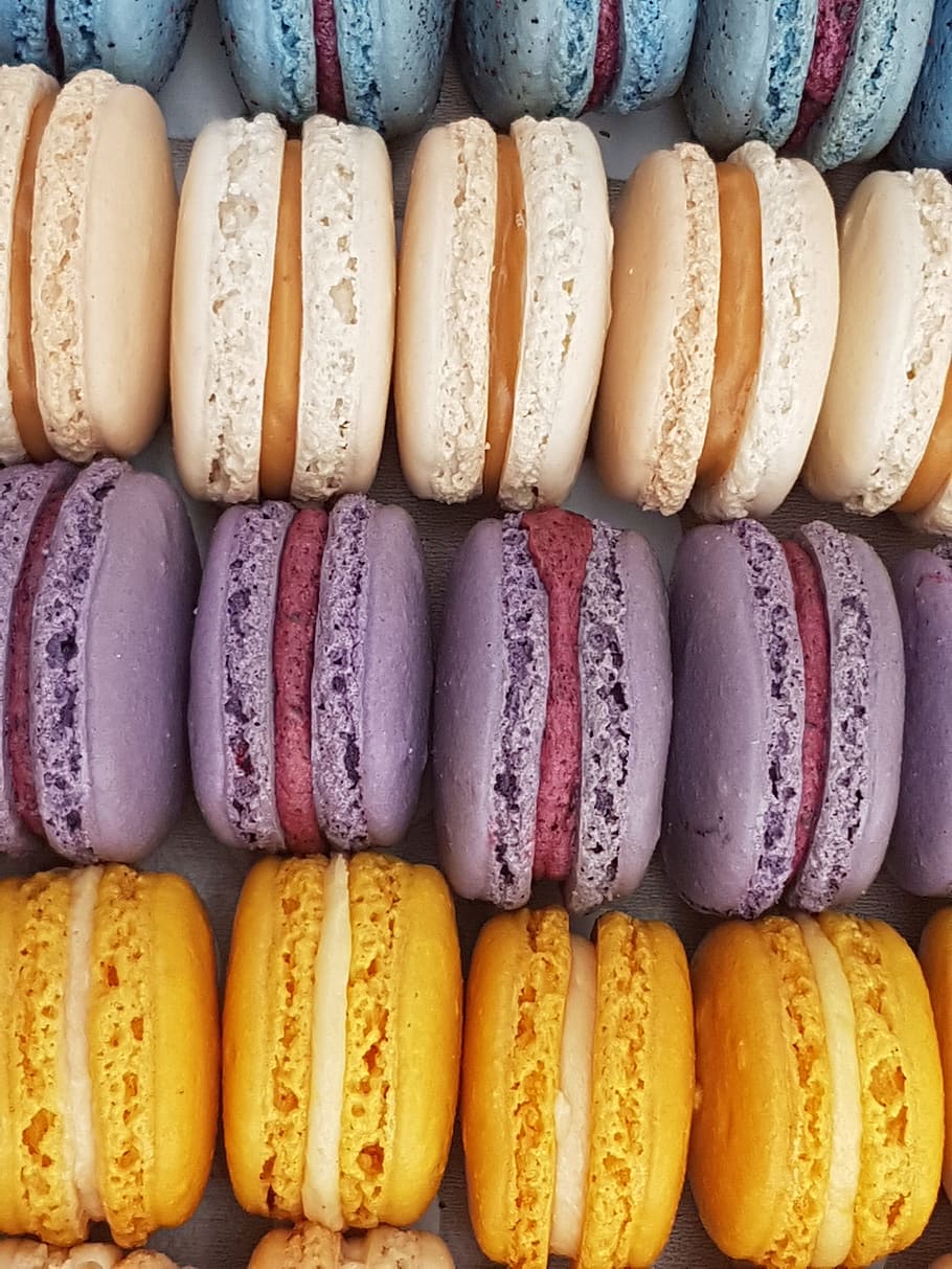 assorted flavor macarons, flavor, macarons, macaroons, cakes, food, confection, pastry, colorful, almonds