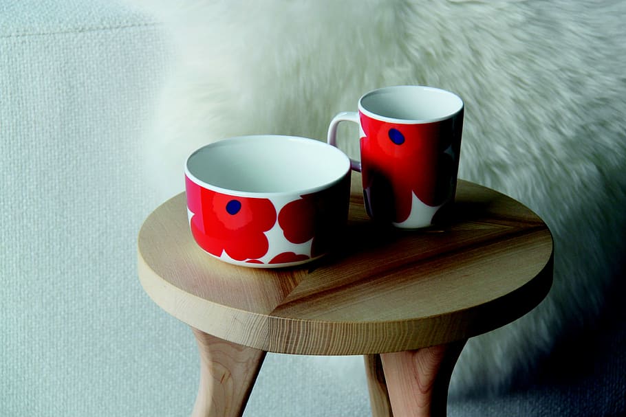 Teacup, Furniture, Interior, Finnish, scandinavian, red, food and drink, drink, indoors, day