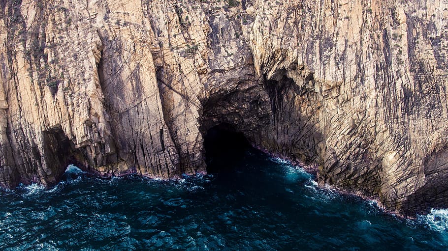 aerial, view photography, cave, body, water, sea, ocean, adventure, travel, trip