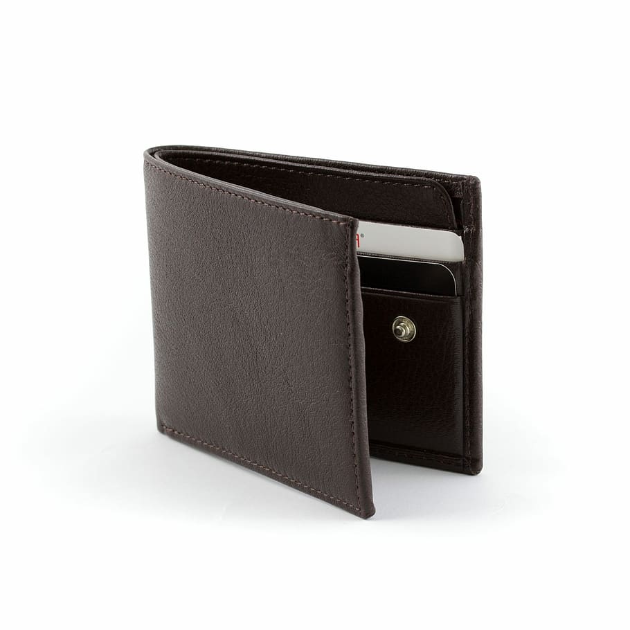 marrón, billetera plegable de cuero, cuero, cintura, bolsos, monedero, carteras, riñoneras, fondo blanco, factura