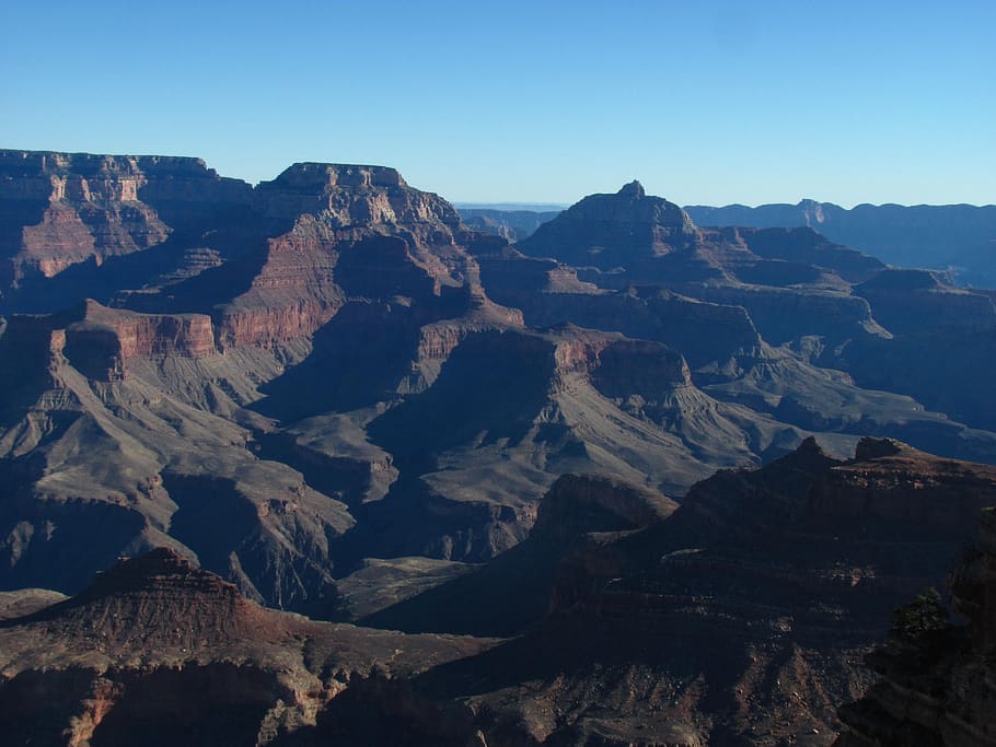 grand canyon, morning, sun, shadows, arizona, national, park, landscape, outdoors, scenic