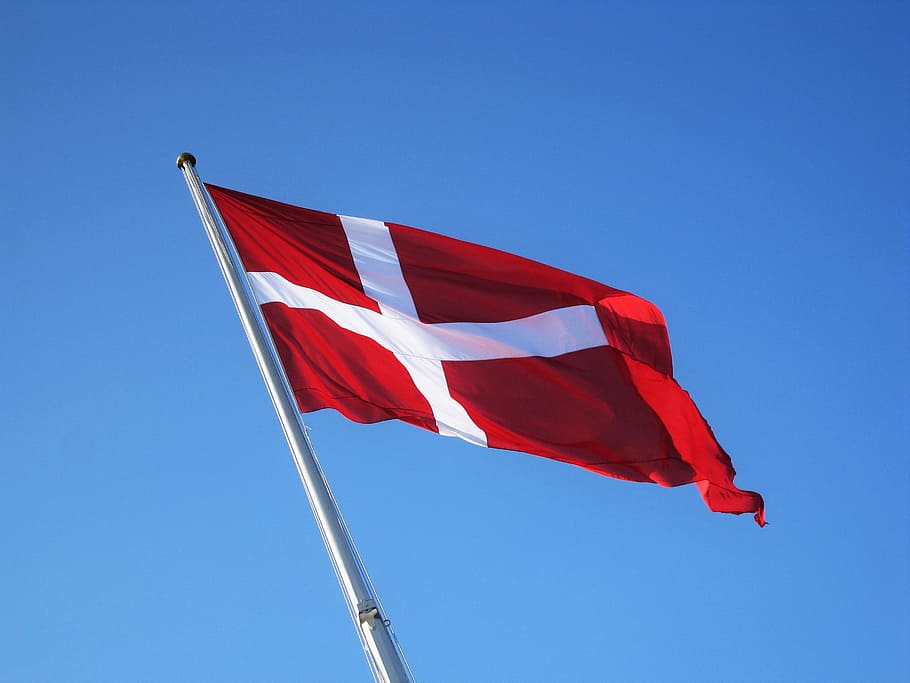 bandera danesa, dinamarca, danés, bandera, bandera nacional, cielo azul, geflaggt, cielo, azul, cielo despejado