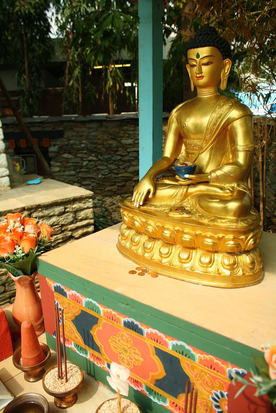 chiang mai, thailand, garden, belief, sculpture, religion, spirituality, statue, representation, gold colored