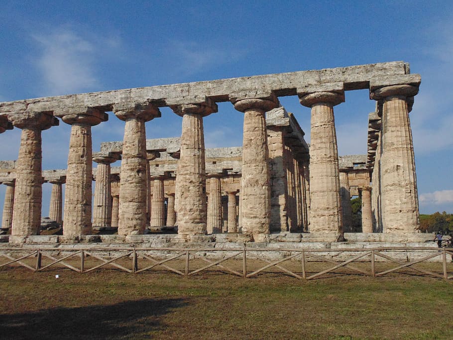 greek temples, paestum, columns, antiquity, architecture, history, ruins, heritage, lintel, temple