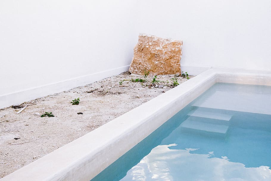 stone, decoration, white, pool, design, nature, water, day, swimming pool, luxury