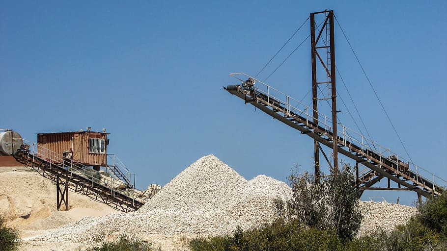 quarry, grit, belt, gravel, extraction, machinery, quarrying, industry, sky, architecture