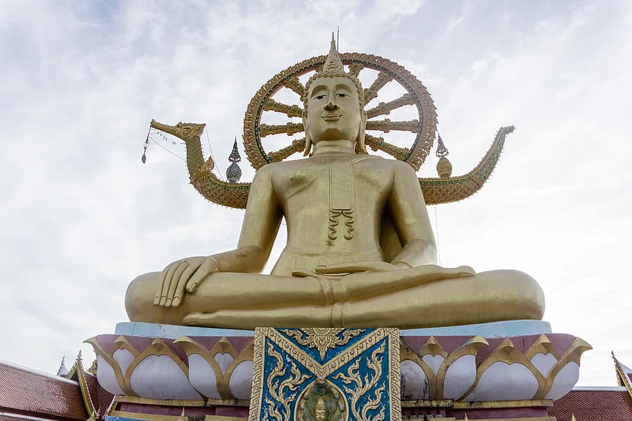 Thailand, Koh Samui, Koh Phangan, Budda, statue, religion, sculpture, spirituality, cloud - sky, sky