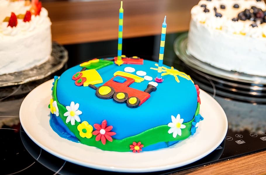 birthday cake, cake, children's birthday, sweet dish, sweetness, two, railway, baked, celebration, event