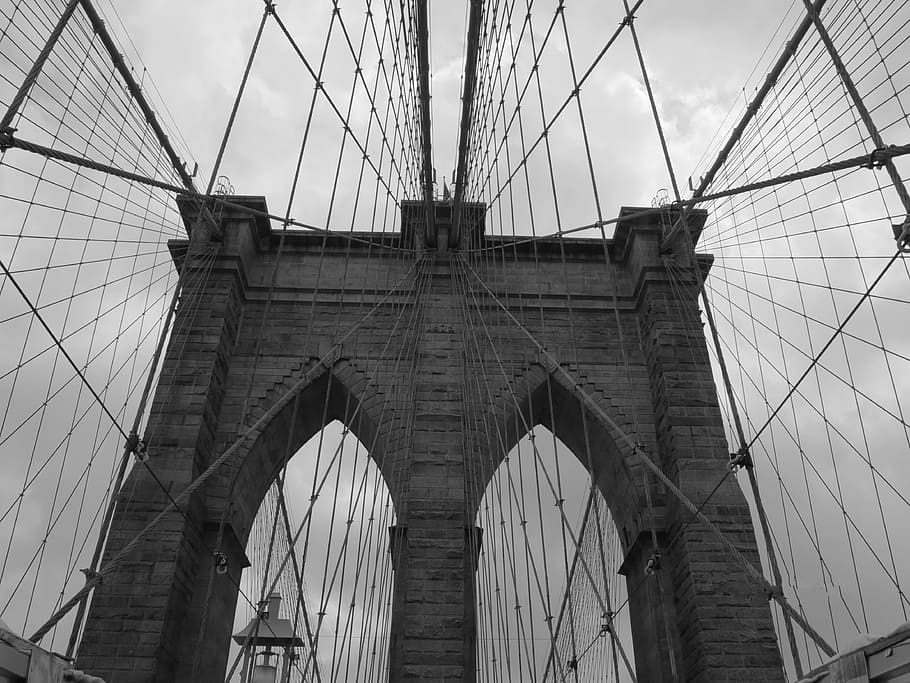 foto grayscale, beton, jembatan, new york, usa, nowyjork, newyork, pemandangan, arsitektur, kota