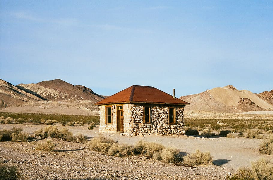 house, vacant, desert, film, home, architecture, sky, land, built structure, landscape