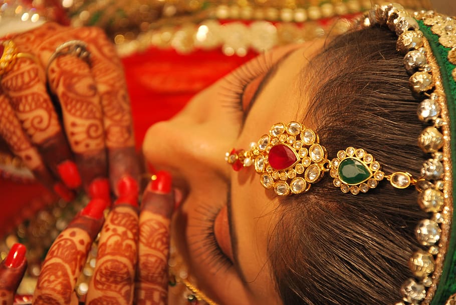 Pengantin, India, Pernikahan, Wanita, Perempuan, tradisional, upacara, budaya, hindu, asia