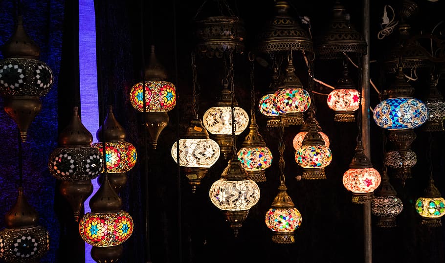 lamp, turkish, lantern, istanbul, turkey, oriental, light, colorful, mosaic, hanging