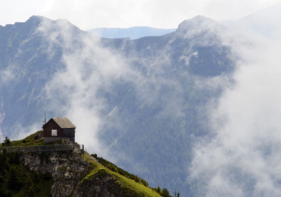 cloud, mountains, house, nature, mountain, landscape, alps, sky, alpine scenery, austria