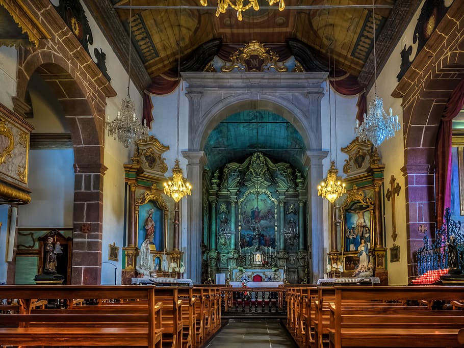 Igreja, Madeira, Hdr, Funchal, igreja madeira, religião, cristianismo, arquitetura, altar, espiritualidade