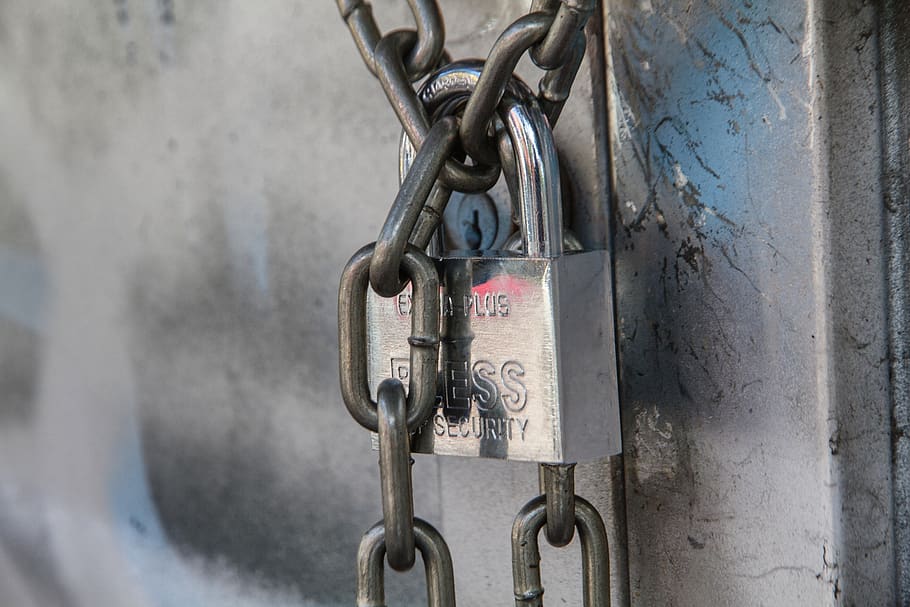 llave, cerradura, cadena, metal, seguridad, protección, candado, primer plano, sin gente, conexión