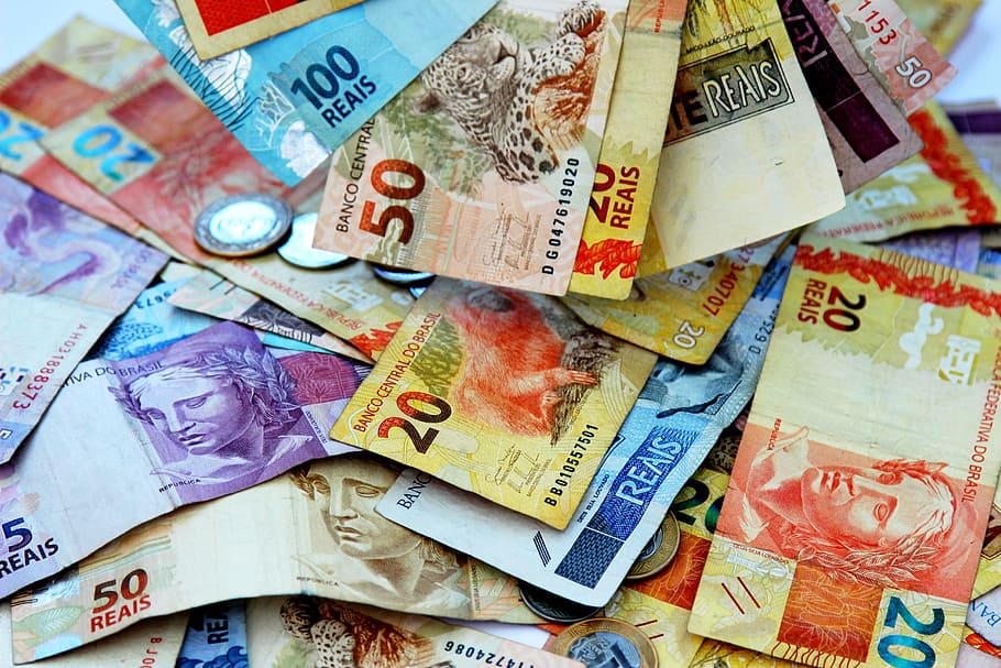 banyak uang kertas, Surat Suara, Uang, Catatan, nyata, mata uang brazilian, brazil, lima puluh dolar, mata uang, pendapatan