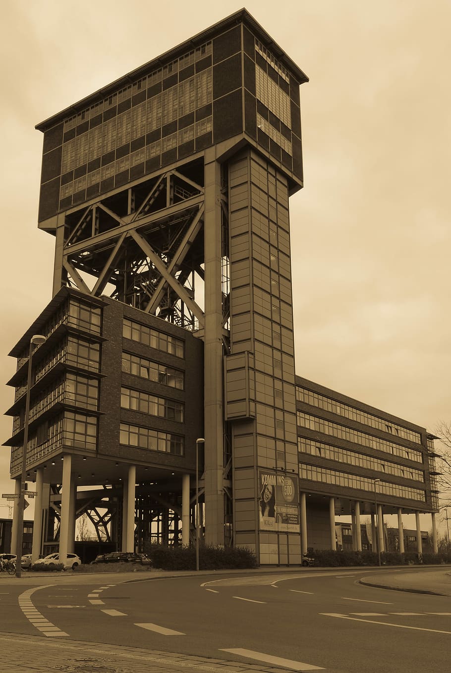 Headframe, Monument, Industry, Old, building, factory, metal, stainless, stairs, iron