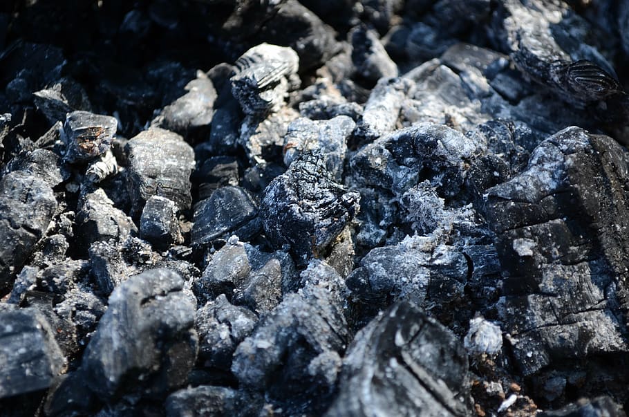 carbón en el piso, las cenizas, carbones, carbonizado, madera quemada, fuego extinguido, fuego, textura, seguir, ars
