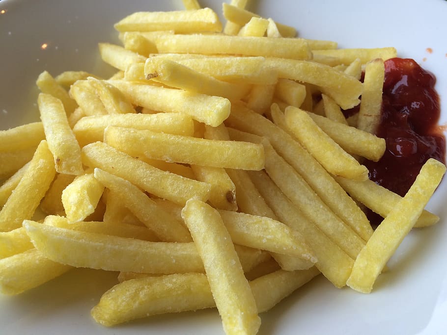 fries with ketchup, french fries, ketchup, fast food, french, eat, food, delicious, lunch, junk food