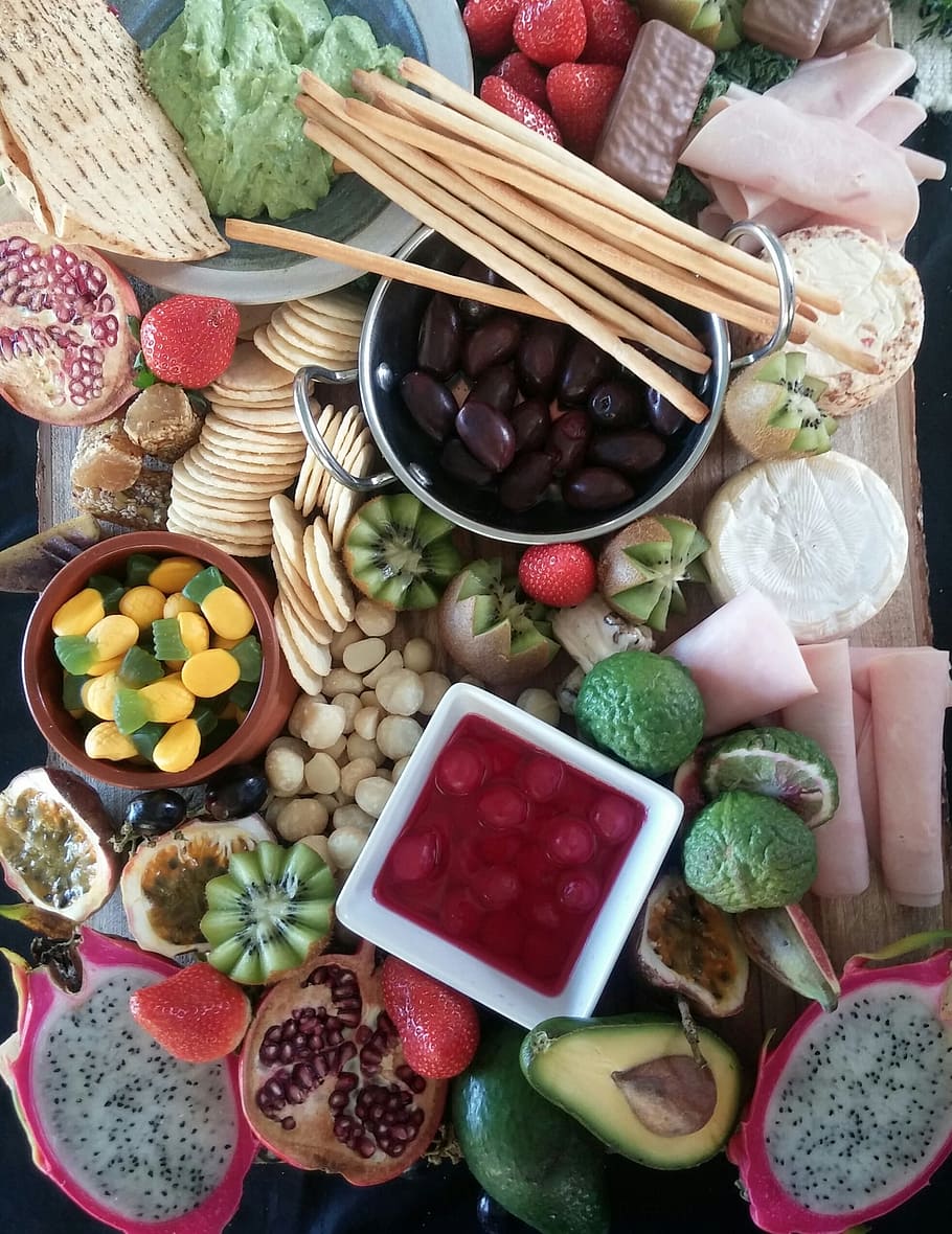 Platter, Food, Cheese, Party, Feast, basket, variation, directly above, high angle view, food and drink