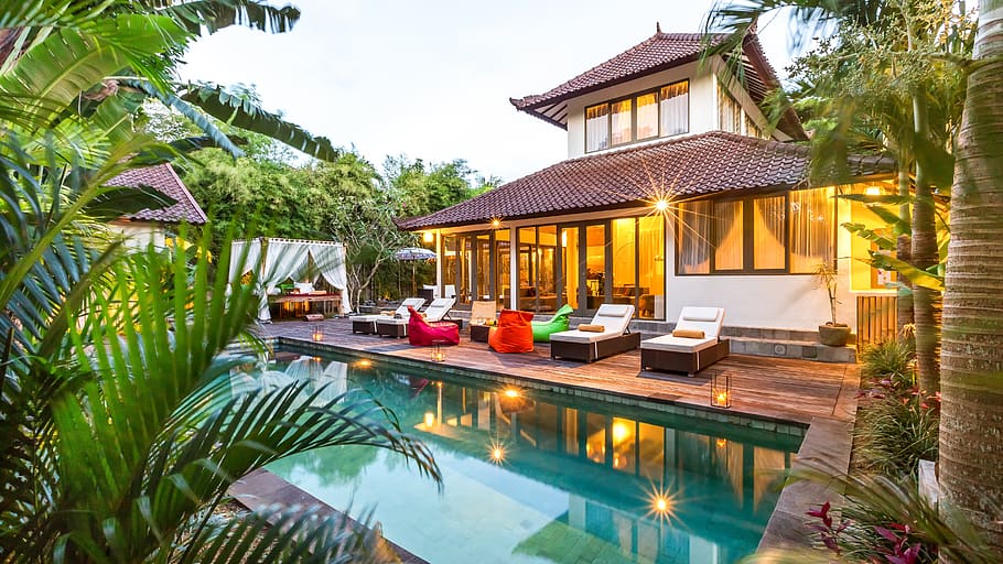 villa, alquiler, bali, propiedad, al aire libre, vacaciones, kuta, indonesia, tropical, arquitectura