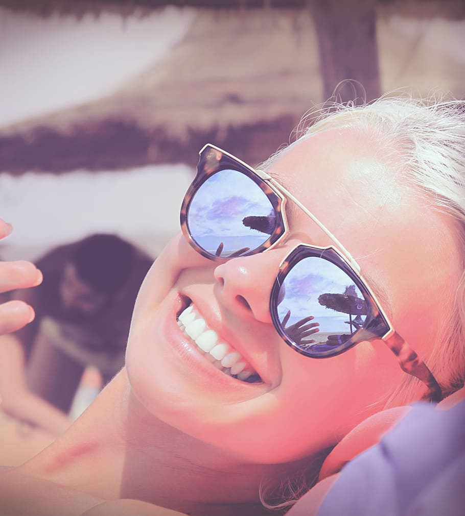 woman, taking, close-up selfie, people, face, beauty, shades, sunglasses, chill, relax
