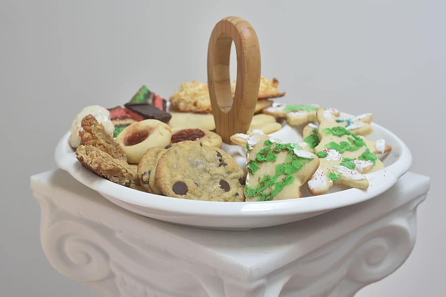 christmas cookies, chocolate chip cookies, macaroon cookies, snowball cookies, italian rainbow cookies, sugar cookies, strawberry thumbprint cookies, coconut bar cookies, lemon cookies, food