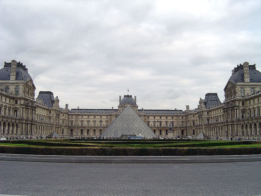 louvre museum, daytime, Louvre, Pyramid, Paris, Architecture, louvre, pyramid, tourism, facade, france