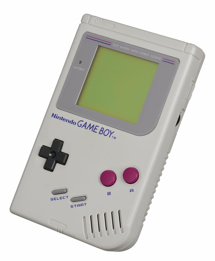 white, nintendo game boy, game console, portable, 1989, game-boy, play, fun, technology, processor