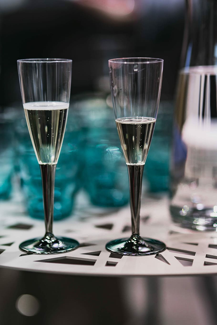 mesa, óculos ciano, branco, ciano, óculos, beber, artigos de vidro, bebendo Vidro, celebração, álcool