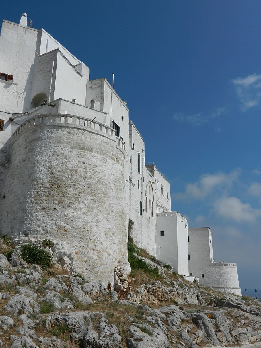 Kastil, Puglia, Italia, Monumen, Putih, arsitektur, benteng, Tempat terkenal, arsitektur Dan Bangunan, menara