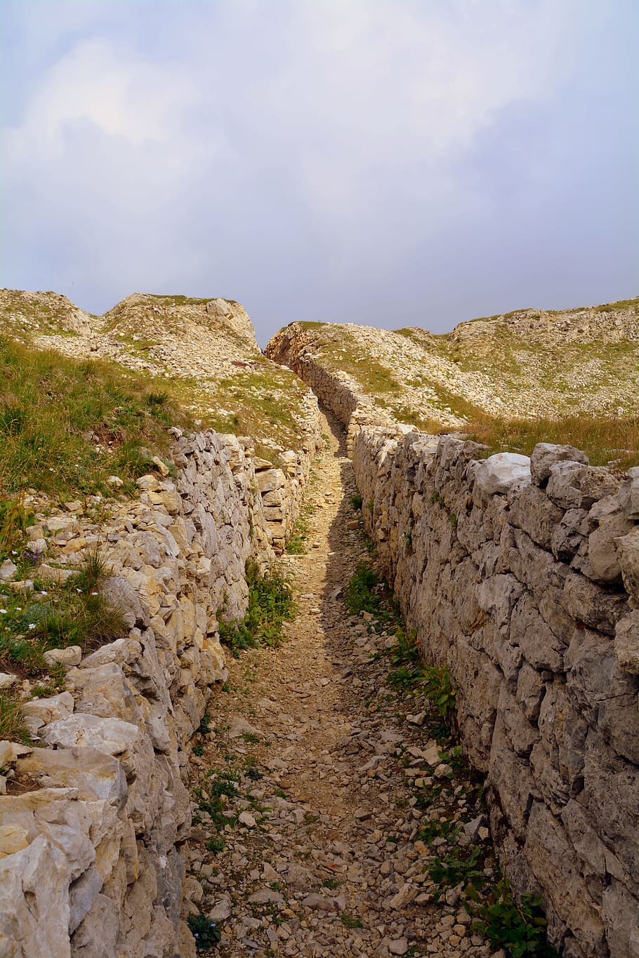 trench, pasubio, war, world, italy, trail, excursion, sky, direction, the way forward