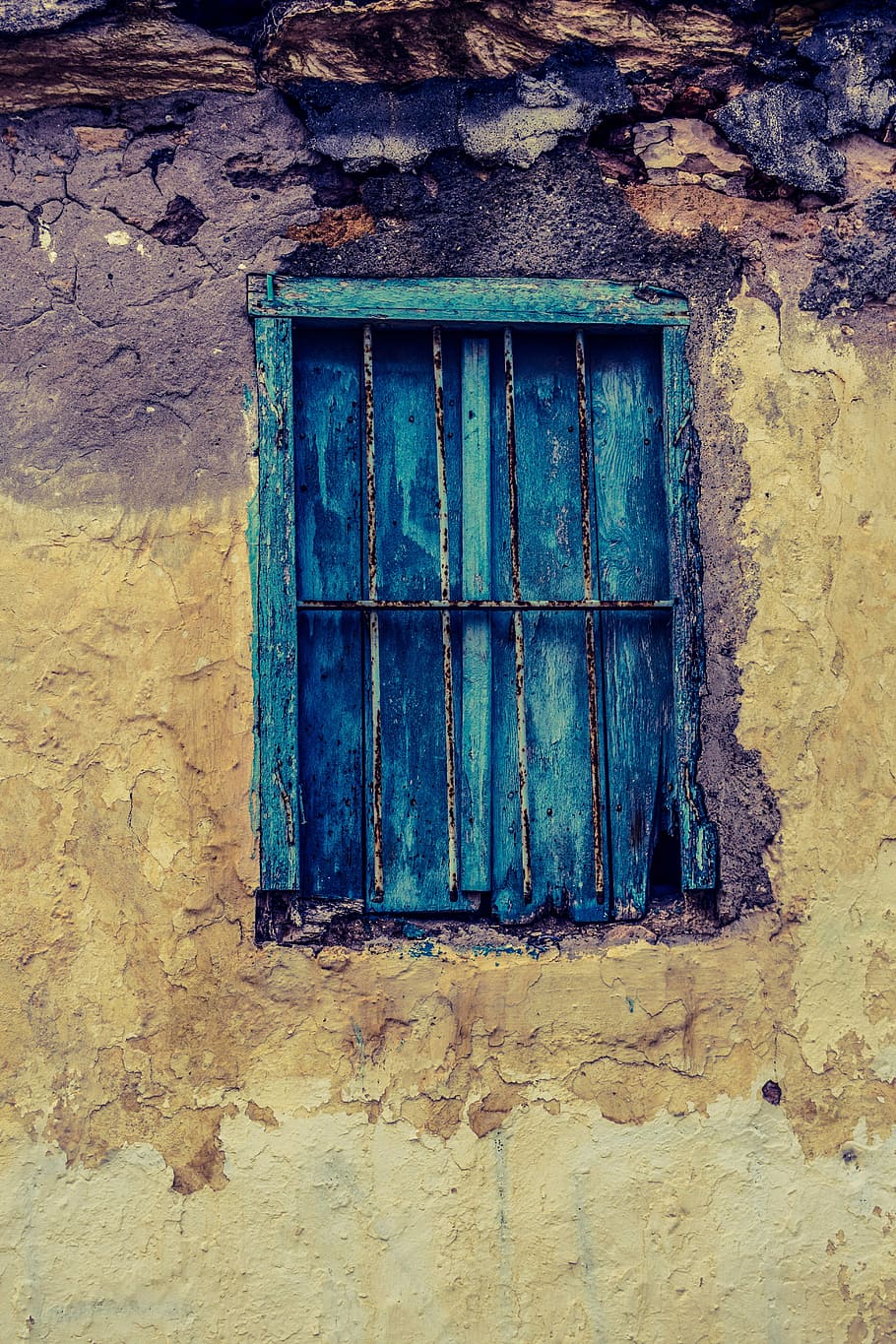 Chipre, Paralimni, Casa velha, Abandonada, janela, envelhecido, de madeira, enferrujado, verde, tradicional