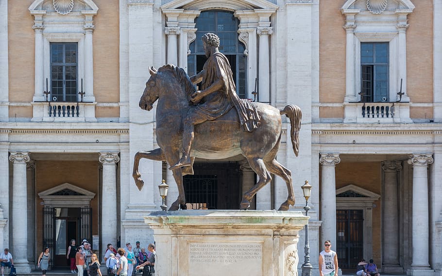 Marcus Aurelius, Rome, Statue, Horse, capitol square, capitol hill, italy, architecture, europe, sculpture